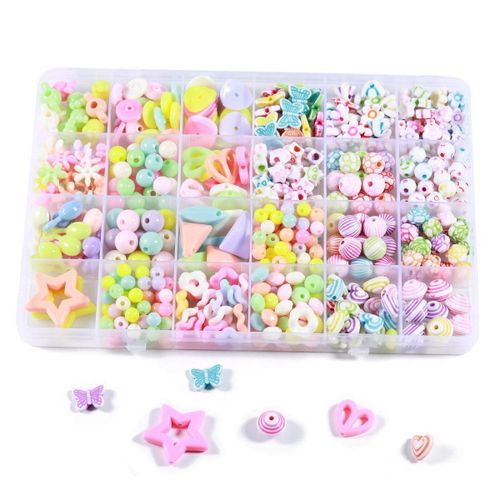 Ensemble De Bijoux En Perles Colorées Pour Fabrication De Colliers, Perles Acryliques, Avec Accessoires Bonus Pour Filles, Puzzle Cadeau, 450 Pièces