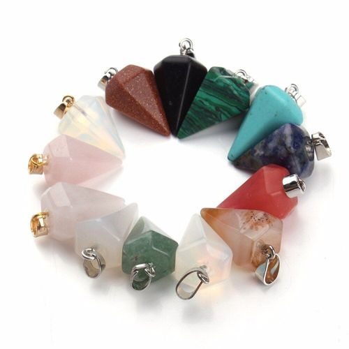 Pendentifs En Pierre Naturelle En Forme De Pendule, 5 Pièces, Quartz, Cristal, Turquoise, Opale, Perles Pour La Fabrication De Colliers