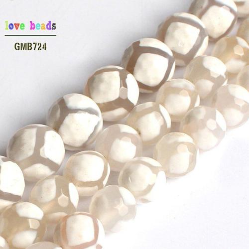 Agates De Feu De Football Blanches Facettées 8mm 10mm, Perles Rondes En Vrac Pour La Fabrication De Bijoux Bracelets Diy 15''