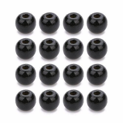 Perles En Bois Noires De 12mm, 100 Pièces, Rondes, Amples, Avec Grand Trou De 3mm, Pour La Fabrication De Bijoux, Collier, Bracelet, Diy