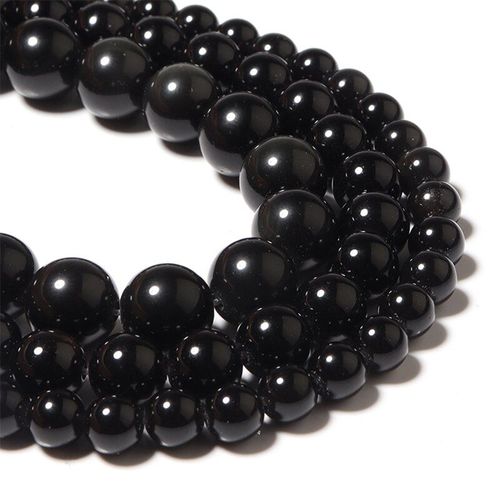 Perles En Pierre Naturelle Onyx Agates Noires, Rondes Et Lisses, Pour La Fabrication De Bijoux, Bracelets À Faire Soi Même, 15 ''6/8/10mm