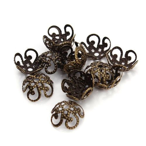 Perles En Métal Doré, 100 Pièces/Lot, 8x3mm, Fleur Creuse, Perles D'espacement, Bouchons D'extrémité De Pendentif, Connecteurs De Breloques Pour La Fabrication De Bijoux
