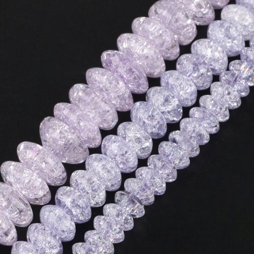 Perles De Verre En Cristal Craquelé De Neige, Rondelle En Cristal De Quartz Violet, Pour La Fabrication De Bijoux, Bracelet Diy, 15 Pouces, 6/8/10mm