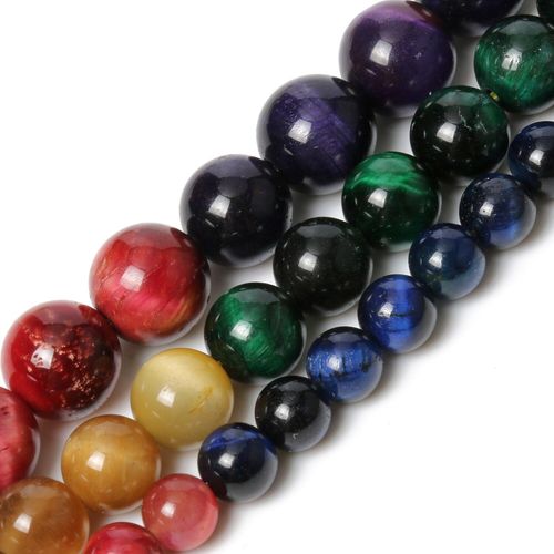Perles Rondes En Pierre Naturelle 5a, Jaune Bleu ¿Il De Tigre, Pour La Fabrication De Bijoux, Bracelet À Faire Soi Même, 6/8/10mm
