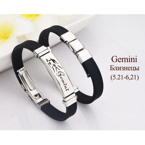 Bracelet En Acier Inoxydable, En Silicone, Signe Du Zodiaque, Gemini Scorpion, Vierge, En Cuir, Bijoux Pour Hommes Et Femmes