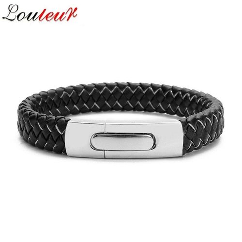 Bracelet En Cuir Tressé Pour Hommes, 12 Couleurs, Punk, Noir, Marron, Fermoir Magnétique En Acier Inoxydable, Cadeaux