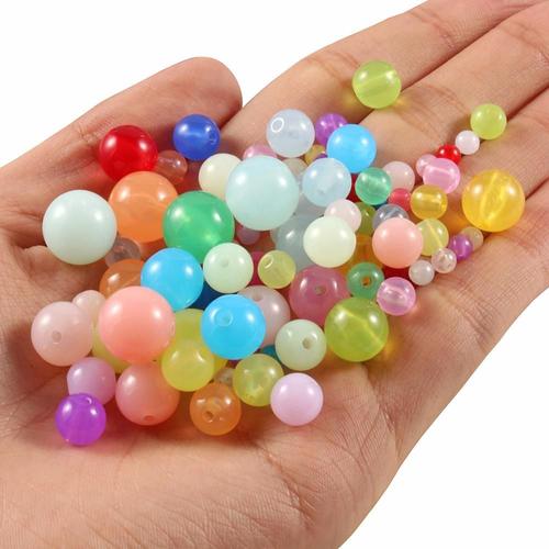 Boule Ronde En Acrylique Couleur Bonbon Clair, Perles Amples Pour La Fabrication De Bijoux, Accessoires Pour L'artisanat, Bricolage De Bracelets, 6/8/10mm