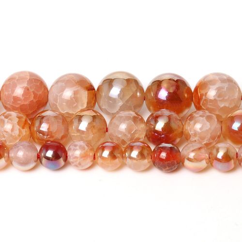 Perles Rondes Naturelles Plaqué Orange, Cristal Craquelé, Agates À Veines De Dragon, Pour La Fabrication De Bijoux, Bracelet Diy, 15 ''6 8 10mm