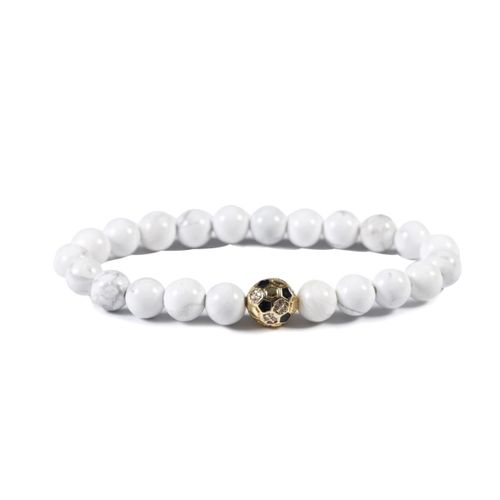 Bracelets De Perles De Football Noir Et Blanc Pour Femmes, Breloques De Basket Ball En Pierre De Lave Pour Femmes, Bijoux, Cadeau, Vente En Gros