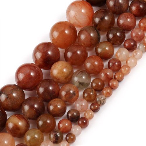 Perles Rondes En Cristal Rutilé Rouge Naturel, Pour La Fabrication De Bijoux, Accessoires De Bracelet De 15 Pouces, Brin 4/6/8/10mm