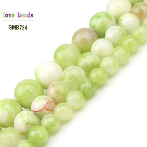 Perles En Pierre Naturelle Pour Femmes, 6/8/10mm, Vert Et Blanc, Perles En Jades Perse Pour La Fabrication De Bijoux, Bracelets Faits À La Main, 15 Pouces