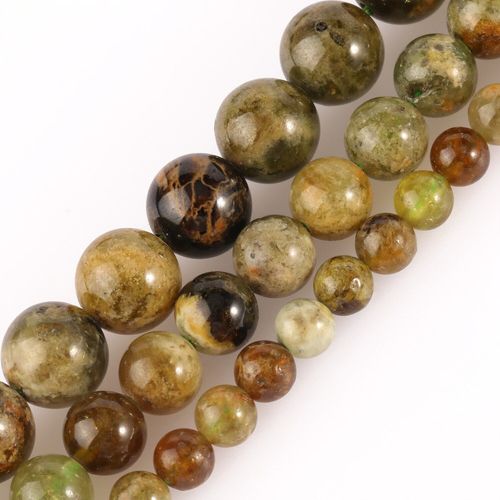 Perles Rondes En Pierre Naturelle, 6/8/10mm, Minéraux De Grenat Vert, Pour La Fabrication De Bijoux, Accessoires De Bracelet À Faire Soi Même, 7.5/15 Pouces