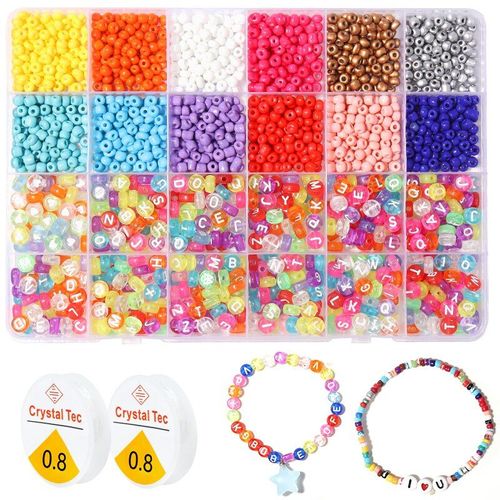 Kit De Perles De Rocaille En Verre Tchèque, 24 Grilles, 4mm, Ensemble De Perles En Lettres Mixtes Pour La Fabrication De Bijoux, Bracelet Et Collier Pour Enfants