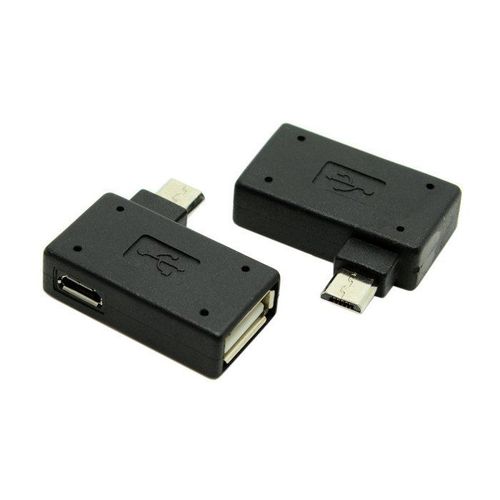 Adaptateur Micro USB 2.0 OTG à angle gauche, 2 pièces, 90 degrés, avec alimentation USB, pour téléphone portable et tablette Galaxy S3 S4 S5 Note2 Note3