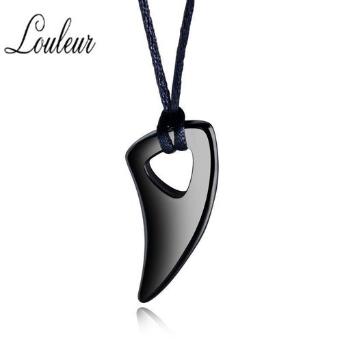 Collier Haute Qualité En Acier Inoxydable Avec Pendentif Dent De Loup Noir Pour Hommes, Motard, Style Ras Du Cou, Vente En Gros, Livraison Directe