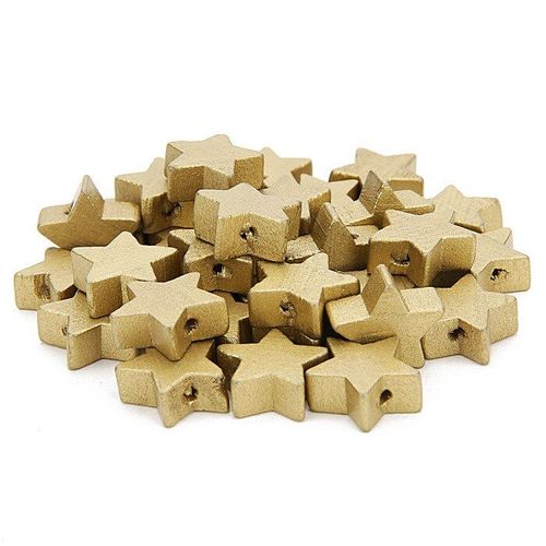 Pentagramme En Bois De 15mm, 100 Pièces, Perles D'espacement Amples Pour Bracelet, Résultats De Fabrication De Bijoux, Couleur Or/Argent