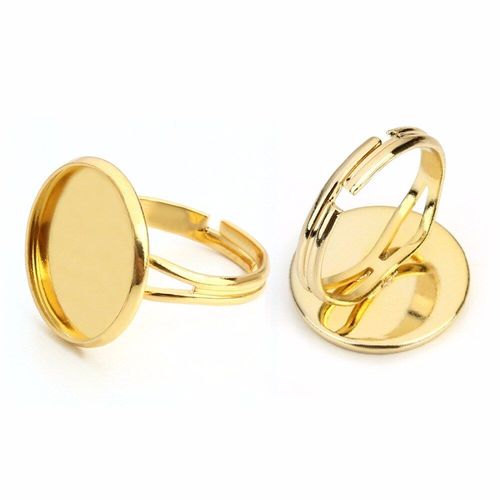 Base De Bague Réglable En Cuivre Blanc, Couleur Or, 10/12/14/16/18/20mm, Cabochons En Verre, Plateau Cameo Pour La Fabrication De Bijoux, 10 Pièces/Lot