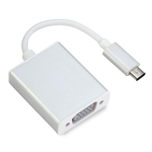 Câble adaptateur USB USB C Type C vers VGA 3.1 P HDTV, avec boîtier en Aluminium argenté, pour Mac book 12 pouces, 1080