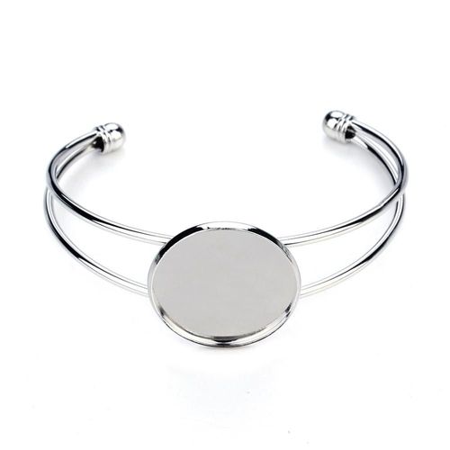 Bracelet Ovale Plaqué Cuivre/Rhodium/Argent Rouge 20mm, 1 Pièce, Plateaux De Base De Cabochon Blancs