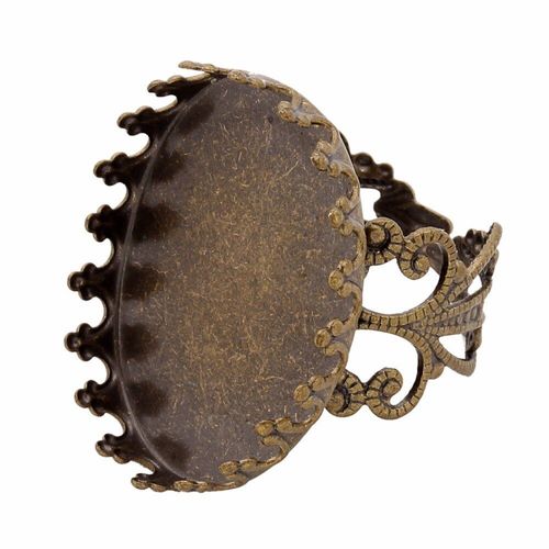 Bague Ovale En Laiton, 10 Pièces/Lot, Couleur Bronze Antique Réglable 13x18mm 18x25mm, Cabochon Paramètres De Base Cameo, Bijoux À Faire Soi Même