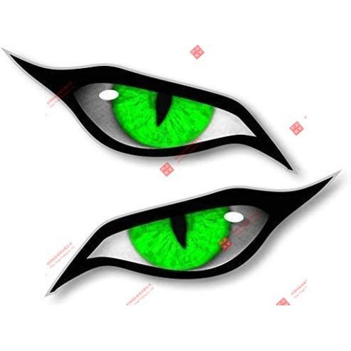 Autocollant De Personnalité Licker Paire De Mauvais Yeux Avec Iris Vert, Autocollant En Vinyle Pour Drone, Moto, Casque, Voiture-Générique