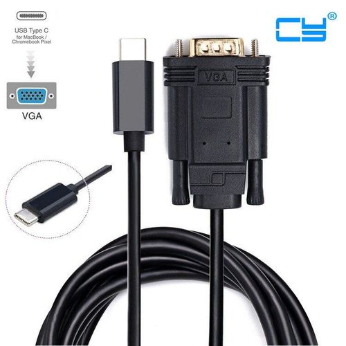 Câble USB USB C vers VGA mâle 3.1 p pour moniteur HDTV, Type C, pour Macbook, chrombox et XPS13, 1080
