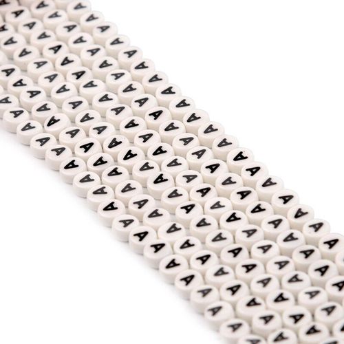 Perles Rondes Plates En Céramique Blanche, 45 Pièces/Lot, Lettres, Perles D'espacement Amples Pour La Fabrication De Bijoux, Accessoires Bracelets Diy