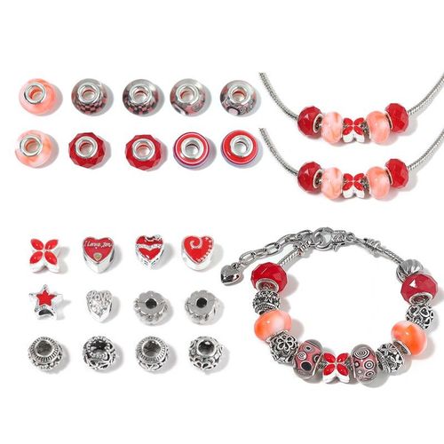 Kit De Fabrication De Bracelets À Breloques, 1 Ensemble De Perles En Résine À Gros Trous Pour Bracelets, Kit Artisanal, Cadeau Pour Enfants