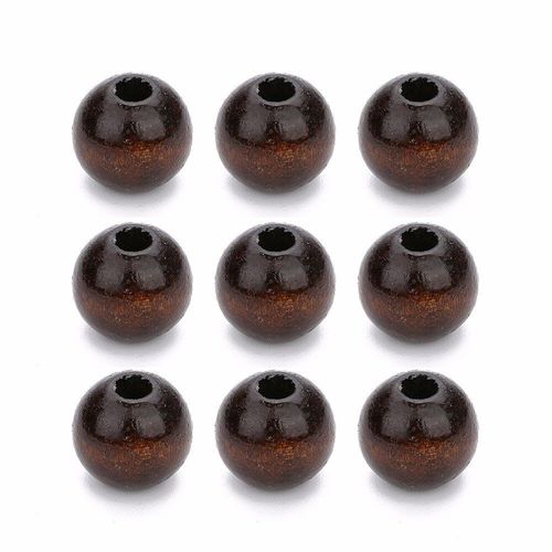 Perles Rondes En Bois Naturel 14/18mm, 40 Pièces, Avec Grand Trou, Marron Profond, Amples, Pour Fabrication De Cou Bracelets À Faire Soi Même