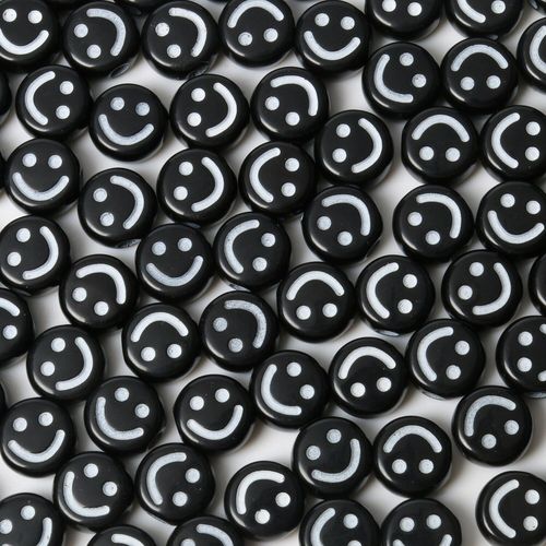 Perles Acryliques En Argile Polymère, Jaune Smiley Happy Face, Disque D'espacement Pour Bricolage, Bijoux Faits À La Main, Fabrication De Bracelets Et De Colliers Artisanaux