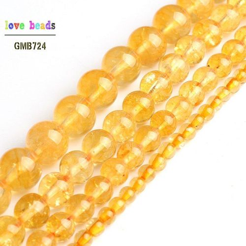 Perles Rondes En Citrines Naturelles, Cristal Jaune, Pour La Fabrication De Bijoux, Fil De 15 Pouces, Bracelet À Bricoler Soi Même, 4mm, 6mm, 8mm, 10mm