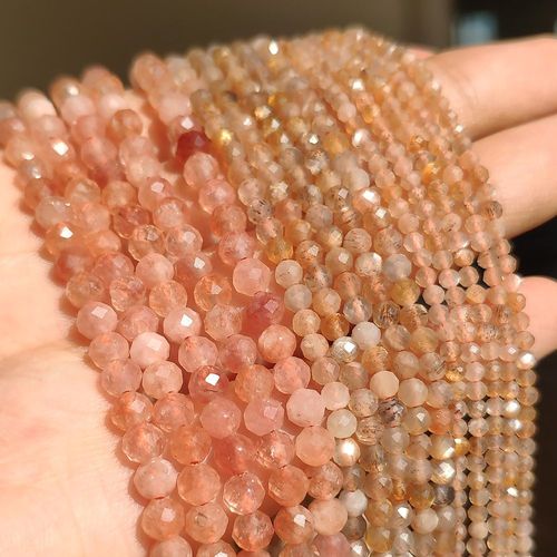 Perles En Pierre De Soleil Naturelle, Pour La Fabrication De Bijoux, Bracelets, Cadeau De Noël, Bricolage, 15 Pouces, 2/3/4mm