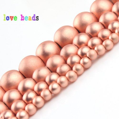 Perles Rondes En Hématite Rose Naturelle Pour La Fabrication De Bijoux, Collier Et Bracelet, Couleur Or Mat, 2/3/4/6/8mm, 15 Pouces