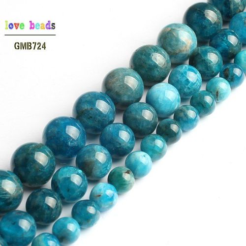 Perles Rondes D'apatite Naturelle, Collier De Boules De 15 Pouces Pour Faire Soi Même Ses Colliers Ou Bracelets De 3 Tailles Différentes De 6, 8 Ou 10mm À Choisir À L'achat