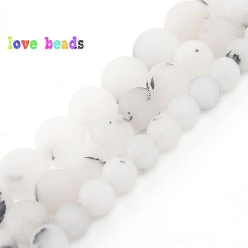 Perles En Pierre Naturelle Pour La Fabrication De Bijoux, 6/8/10/12mm, Mat, Mat, Poli, Blanc, Noir, Jaspe, Accessoires Bracelet À Bricoler Soi Même, 15 Pouces