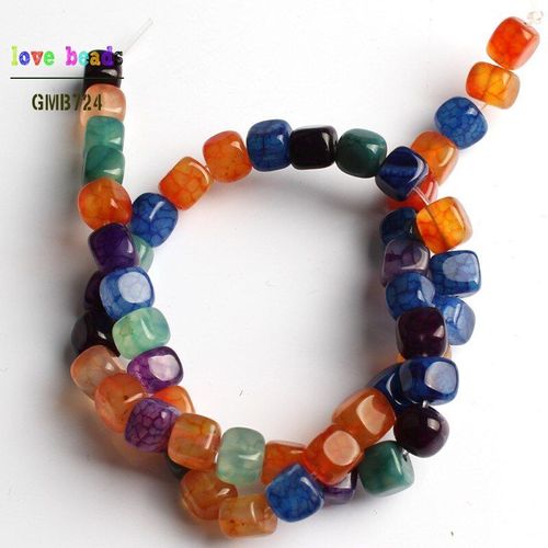 Perles Carrées Irrégulières Multicolores Dragon Vignes Agates Amazonite, Pour La Fabrication De Bijoux, Bracelet 15 ''brin 7 8mm