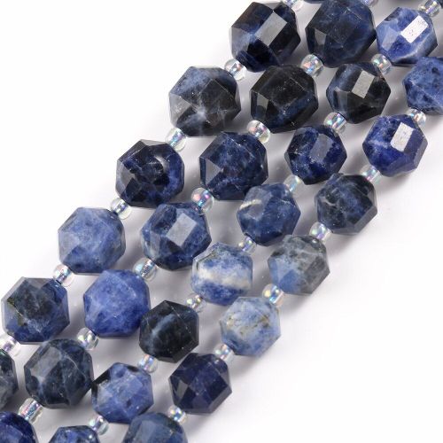 Jaspe Sodalite Bleu Naturel À Facettes, Pierre En Vrac Pour La Fabrication De Bijoux, Bracelet Diy 15 Pouces