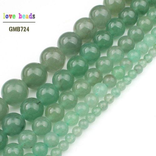 Perles Rondes En Pierre Naturelle Aventurine Verte, Amples, Pour La Fabrication De Bijoux, Bracelet De 15 Pouces, Taille 4/6/8 Bricolage 10/12mm