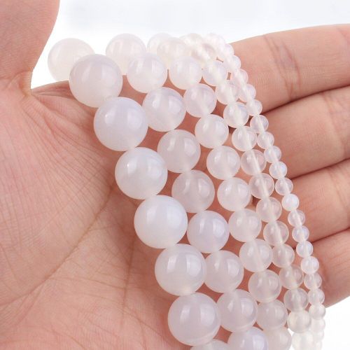 Perles En Pierre Blanche Naturelle Howlite, Cristal, Jades, Lune Ronde, Taille Ample, Pour La Fabrication De Bijoux, Bracelet Fait À La Main, 15 Pouces