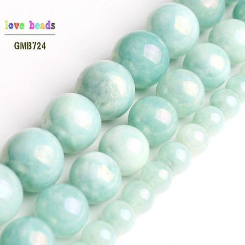 Perles Vertes Pomme En Pierre Galvanisée, Pour Bricolage, Bracelet, Fabrication De Bijoux, Angelite, 15 Pouces, Brin 6/10/12mm
