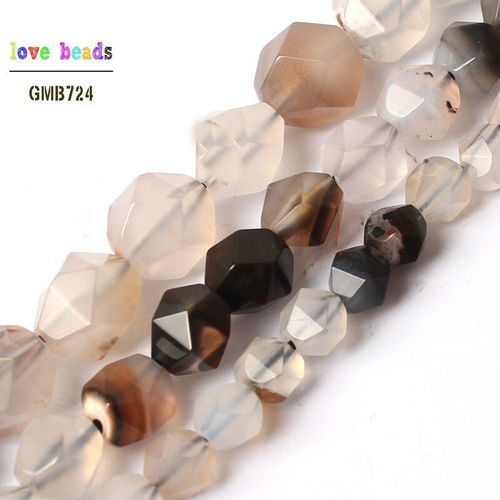 Perles En Pierre Naturelle À Facettes, Agates Blanches Grises, Rondes Pour La Fabrication De Bijoux, Bracelet 6/8/10mm, 15 Pouces