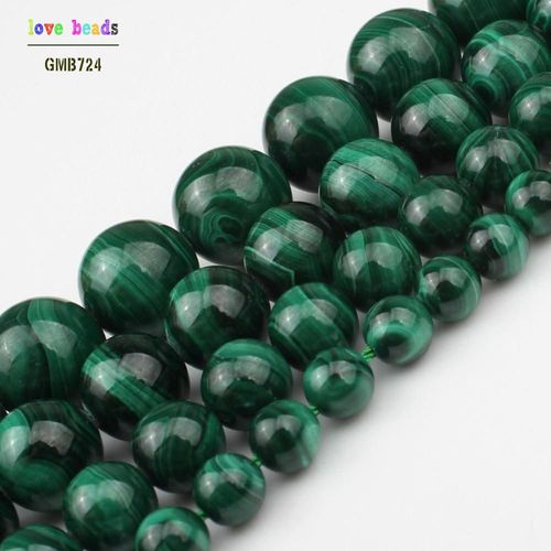 Perles Malachite Vertes Naturelles Pour Bijoux, 6/8/10/12mm, Bricolage 7.5 Pouces, Bracelets Pour Femme Colliers
