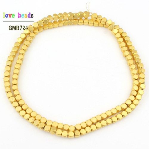 Gommage Naturel Mat Pierre Or Rose Argent Hématite Carré Perle Bracelet Bijoux Bracelet À Bricoler Soi Même 3mm