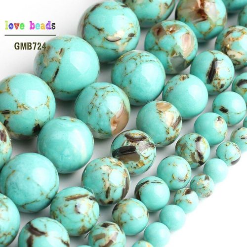 Perles Rondes En Pierre Howlite Verte, Pour La Fabrication De Bijoux, 15 ''brin Bracelet À Bricoler Soi Même 4/6/8/10/12mm