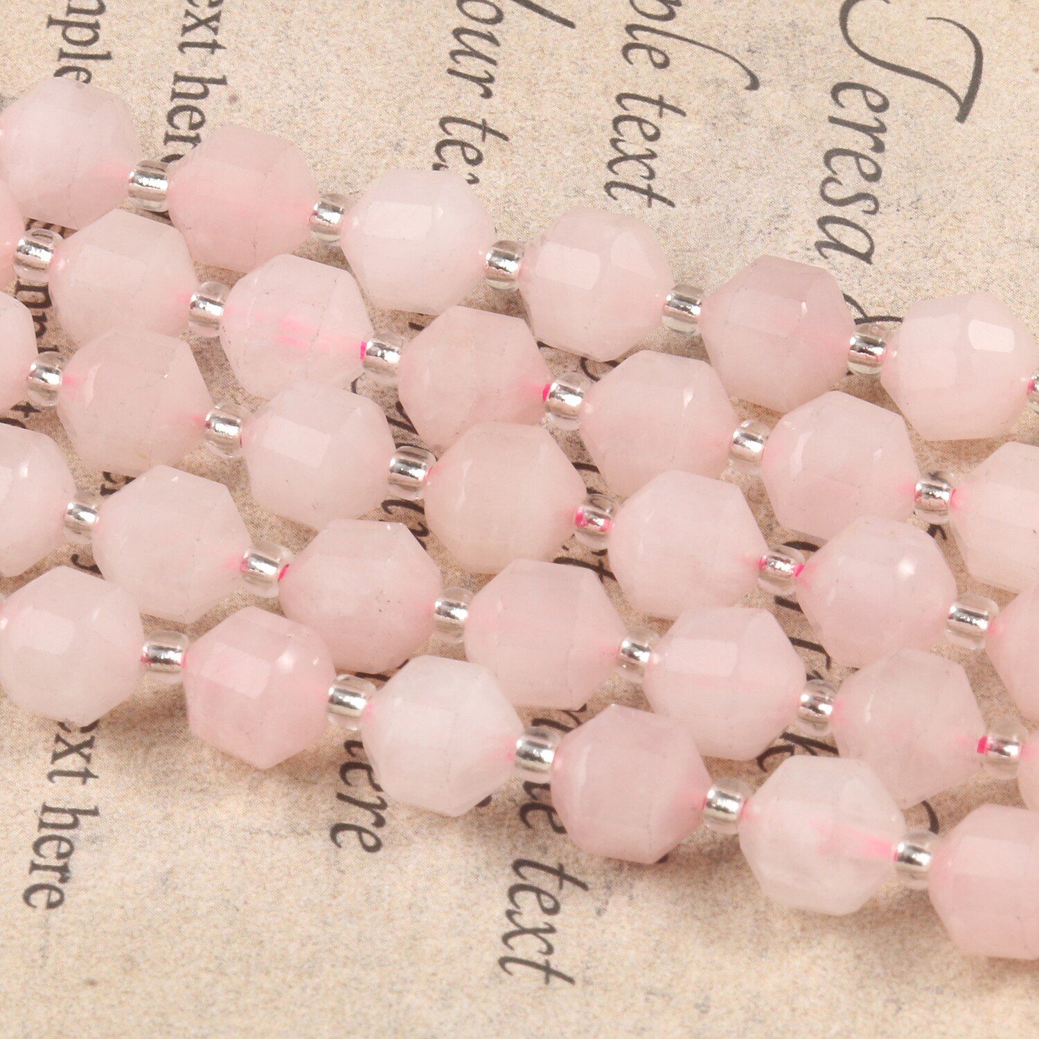 Pierre De Quartz Rose Naturelle À Facettes, Forte Colonne D'énergie Bricolage Fabrication De Bijoux, Bracelets Cadeaux, Brin De 15 Pouces