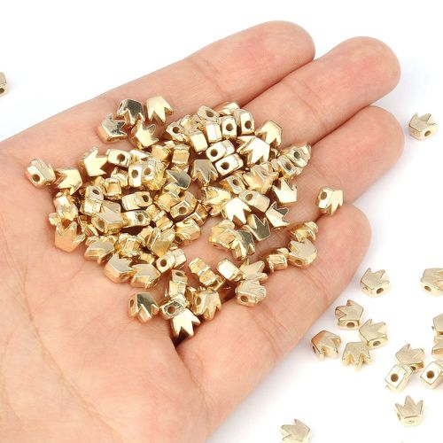 200 Pièces De Perles En Plastique Ccb En Forme De Couronne, Couleur Or Argent, Perles D'espacement Amples Pour La Fabrication De Bijoux, Accessoires Pour Bracelet À Faire Soi Même