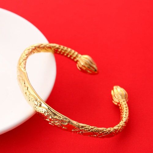 Bracelet Dragon En Or 24k Pour Hommes, Bijoux Africains, Accessoires, Ouverture En Relief, Pour Père