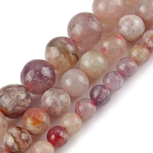 Perles En Tourmaline Rouge Naturelle, 6/8/10mm, Rondes, En Vrac, Pour La Fabrication De Bijoux, Bracelets, Bricolage, 15 Pouces