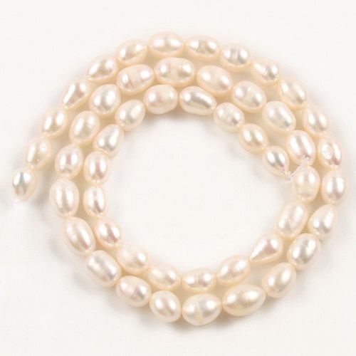 Perles D'eau Douce Blanches Et Roses Pour Femmes, 15 Pouces, Poinçons, De Forme Ovale, Pour La Fabrication De Bijoux, Collier Élégant, Diy