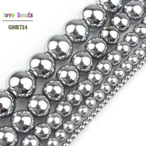 Perles En Pierre Naturelle Hématite De Couleur Argent Aa +, 2/3/4/6/8/10mm, Rondes, Amples, Pour La Fabrication De Bijoux, Bracelet À Faire Soi Même